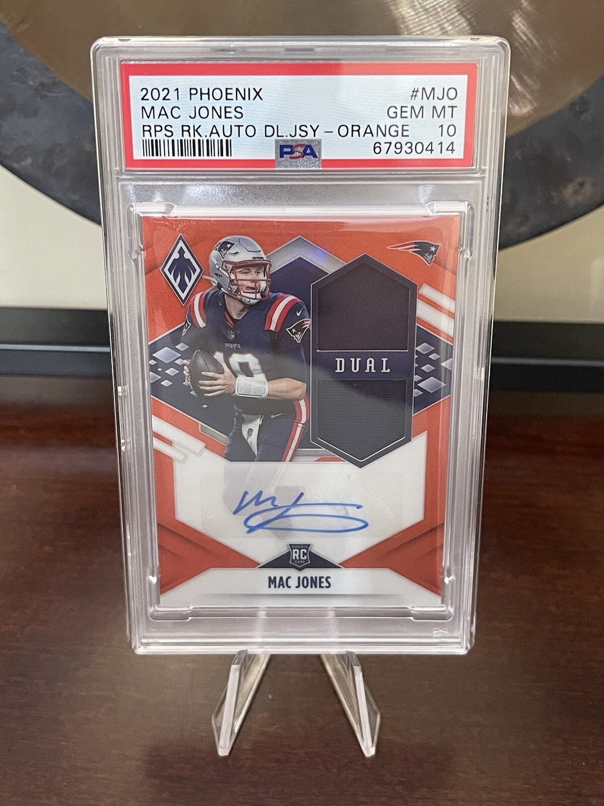 Mac Jones Panini Phoenix Rps Rookie Auto Dual Jersey #MJO Orange