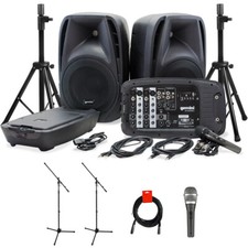 Gemini ES-210MXBLU-ST 600W 10" Portable PA System Pack w/ Mic, Tripod, Cable KIT