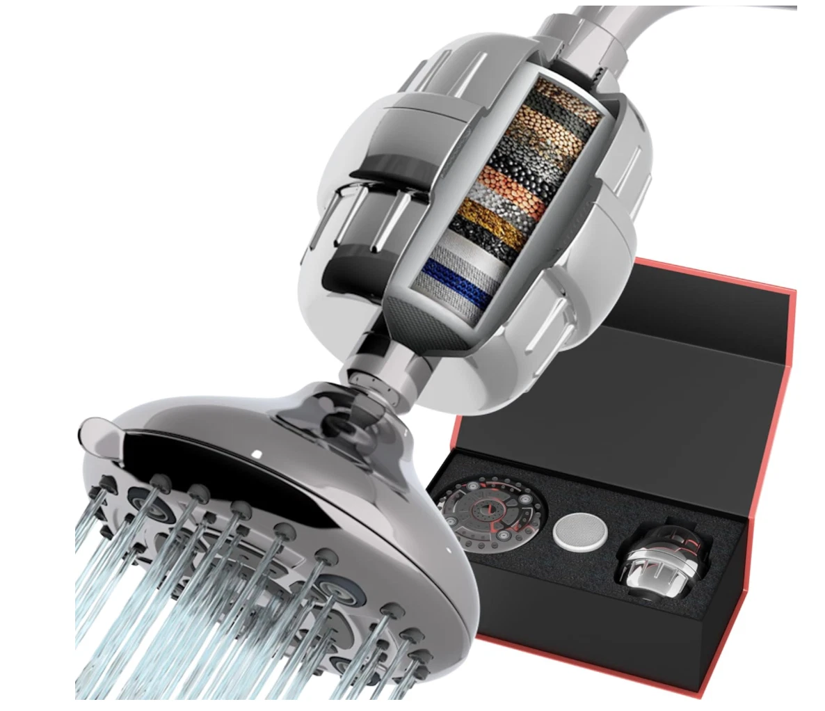 Filtered Shower Head High Pressure Shower Filter Hard Water Filter
Opens in a new window or tab