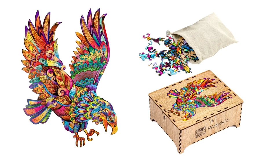 WOODVIO - Puzzle in legno per adulti e bambini - Aquila, 207 pezzi (49 x 33 cm) - Immagine 4 di 4