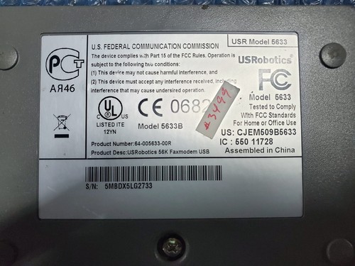 USRobotics 56K Faxmodem USB USR Model 5633 64-005633-00R - Picture 5 of 6