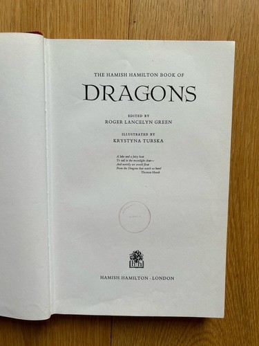 The Hamish Hamilton Book of DRAGONS - Roger Lancelyn Green 1st Edition 1970 HBDJ - Picture 2 of 22