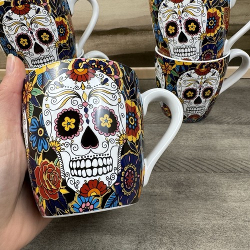 Williams Sonoma Day of the Dead Dia de los Muertos Mugs Set /5 Sugar Skull NWOB - Picture 5 of 7