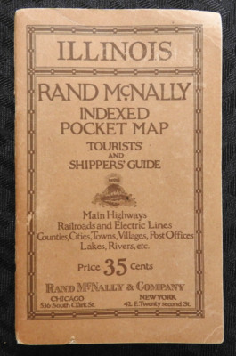 1921 Rand Mcnally Gesamte Railroad Taschen Map Of Illinois Großartig Ads 2-sided