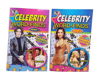 2 Celebrity Word-Finds Seek Hunt Puzzle Books Vol 1 & Vol 2 (size 5'' x 8'') NEW