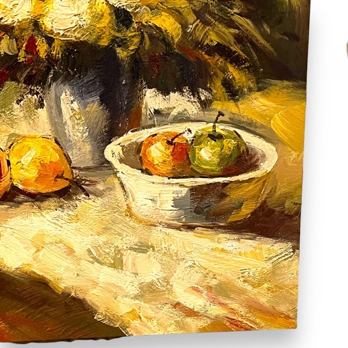Kitchen Counter Fruit Flower Red Green Gallery Canvas Painting 23x23" Wall Decor - Picture 7 of 8