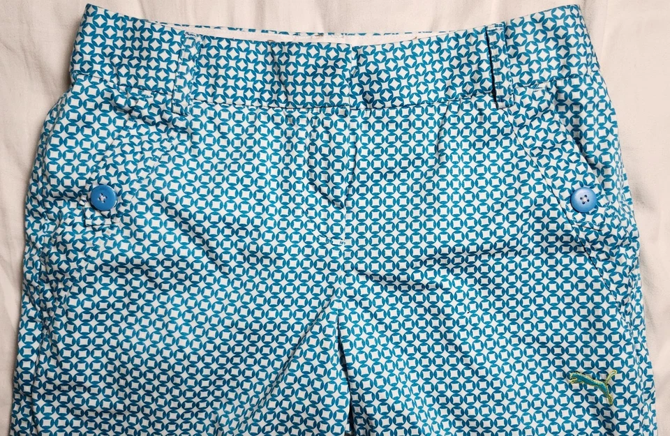 Bermudas cortas de golf Puma Sport Lifestyle azul blanco geométricas talla 2 Foto 2 de 4