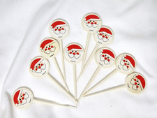 Papá Noel Cupcake Picks Toppers Vintage 'Amscan' Lote de 10 Doble Cara