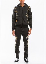 Comfortable Black Track Set for men with colorful print - size L