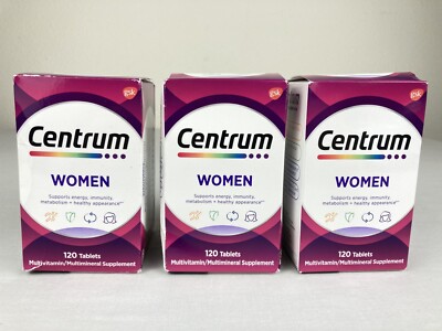 CENTRUM WOMEN 120 TABLETS EACH MULTIVITAMIN MULTIMINERAL **LOT OF 3** EXP 01/26