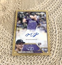 2023 Topps Chrome Update Michael Toglia Gold Wave Refractor Auto Rookie Card /50