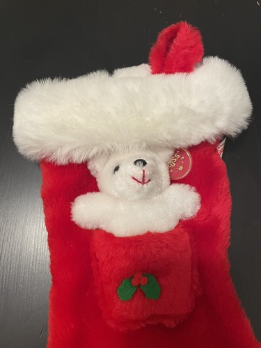 Russ teddy bear plush stocking vintage 80s 90s miniature stuffed christmas fur - Picture 2 of 4