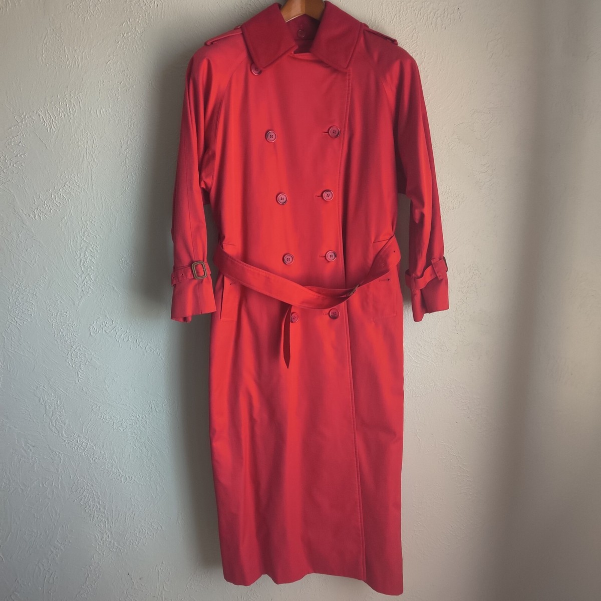 Vintage Red Burberry Trench Coat W/ Removable Wool Collar Vintage Red Burberry Trench Coat W/ Removable Wool Collar
