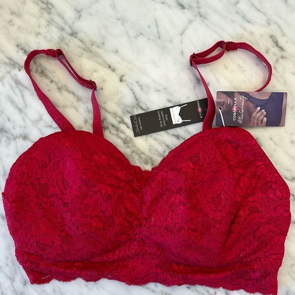 NWT Women's Cosabella Never Say Never Mommie Nursing Bralette in Red, Size M