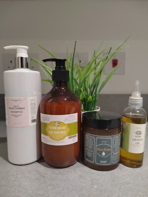  Bio Haarpflegeset: (Shampoo, Conditioner, Haarcreme & Haarwuchsöl)