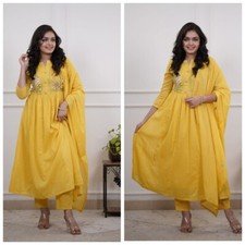 Indian Designer Cotton Salwar Kameez Kurti Set Women Wedding Wear Kurta Pant Set