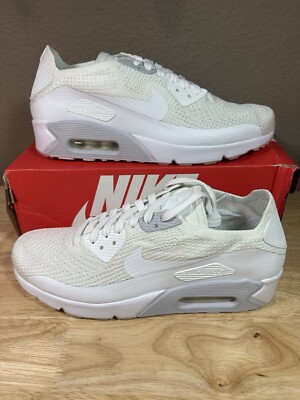 RARE Nike Air Max 90 Ultra 2.0 Flyknit 'Triple White' 875943-101 2016 Sneakers
