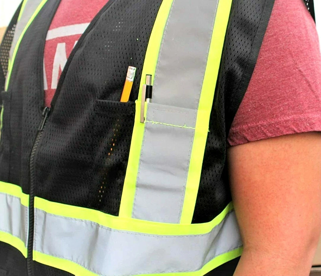 FX Two Tone HI-VIS Black Safety Vest with 4 Front Pocket (FXSV1001) image 4