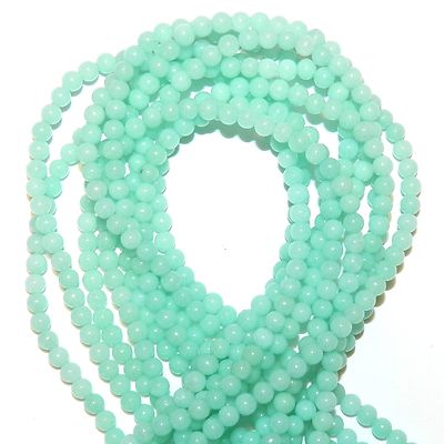 GR874 Blue-Green Amazonite Malay Jade 4mm Round Quartz Gemstone Beads 15'' 