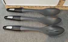 3 GOOD COOK NYLON PLASTIC SOLID SERVING COOKING SPOONS - 1 is Slotted 14" long