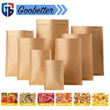 100 Pcs Resealable Stand Up for Zip Kraft Paper Food Lock Packaging Bag
