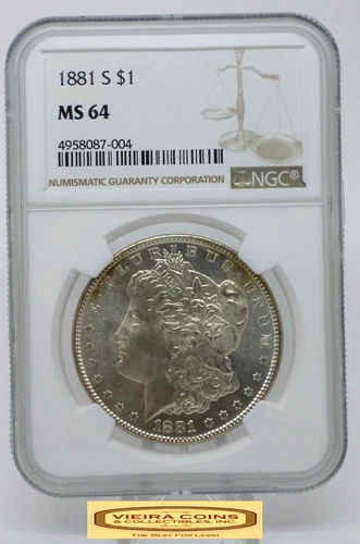 1881-S Morgan Silver Dollar, NGC MS 64 - #B48447