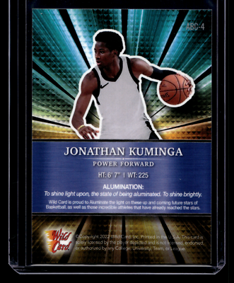 Jonathan Kuminga /199 Rookie Wild Card Alumination 2022 Card #ABC