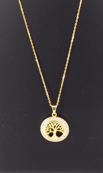 Alternate view of 925 Sterling Silver Tree Life Necklace Pendant 14k Gold Plated Made Italy