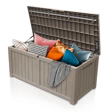 120 Gallon Deck Box Storage Outdoor Patio Chest Organizer Furniture Garden Bench
