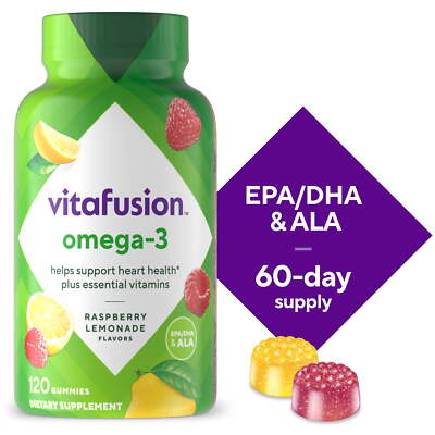 Omega-3 Gummy Vitamins, Berry Lemonade Flavor Heart Health Vitamins(1),120 Count