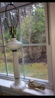 Vintage Tall Milk Glass Candlestick Student Desk Table Lamp