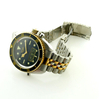 HEUER 980.027 BLACK DIAL 2-TONE ANALOG / DIGITAL SALESMAN SAMPLE