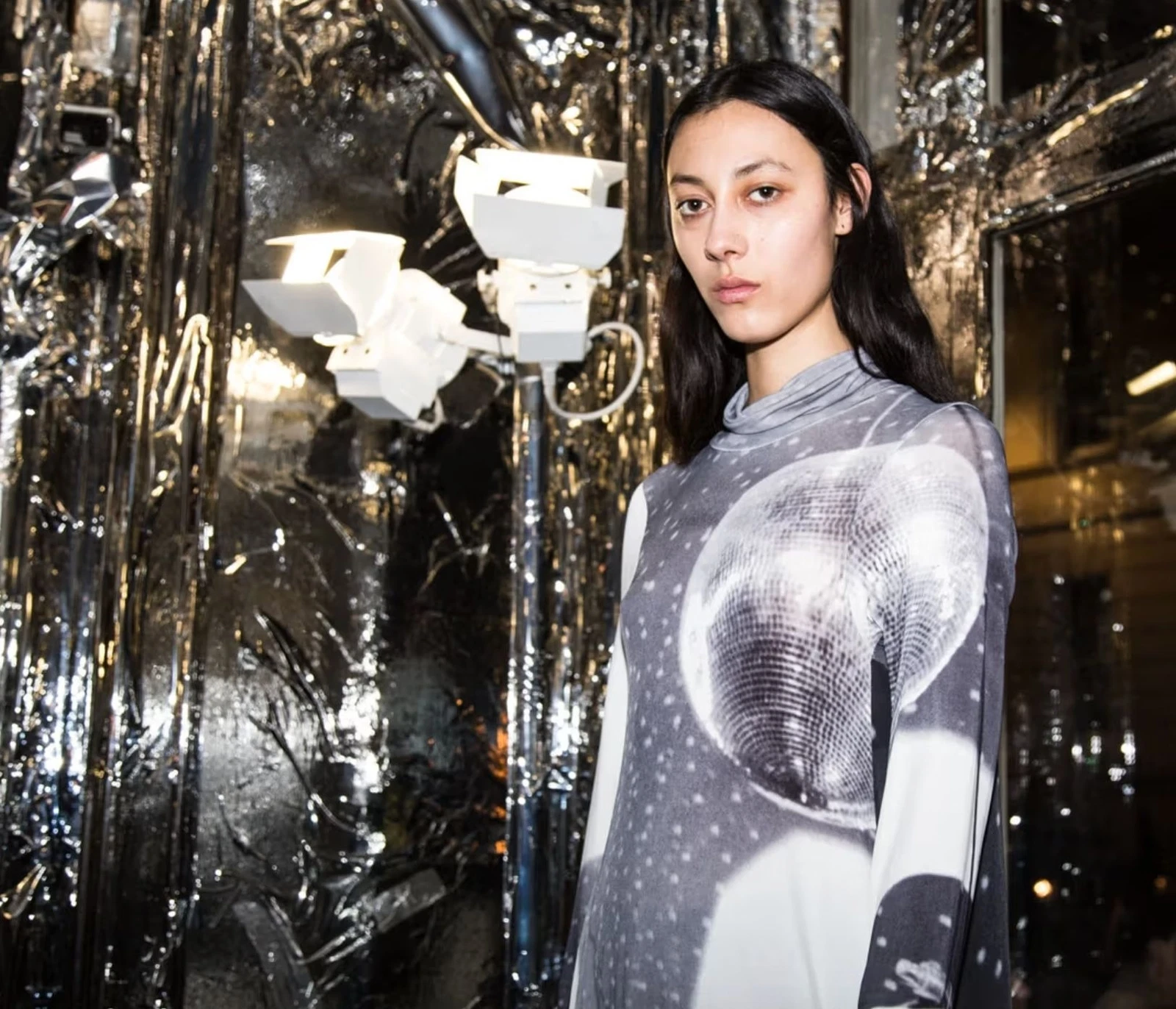 MAISON MARGIELA Maxi abito Maison Martin Margiela FW 2018 stampa discoball taglia S