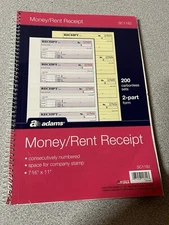 Adams SC1182 Money and Rent Receipts Book