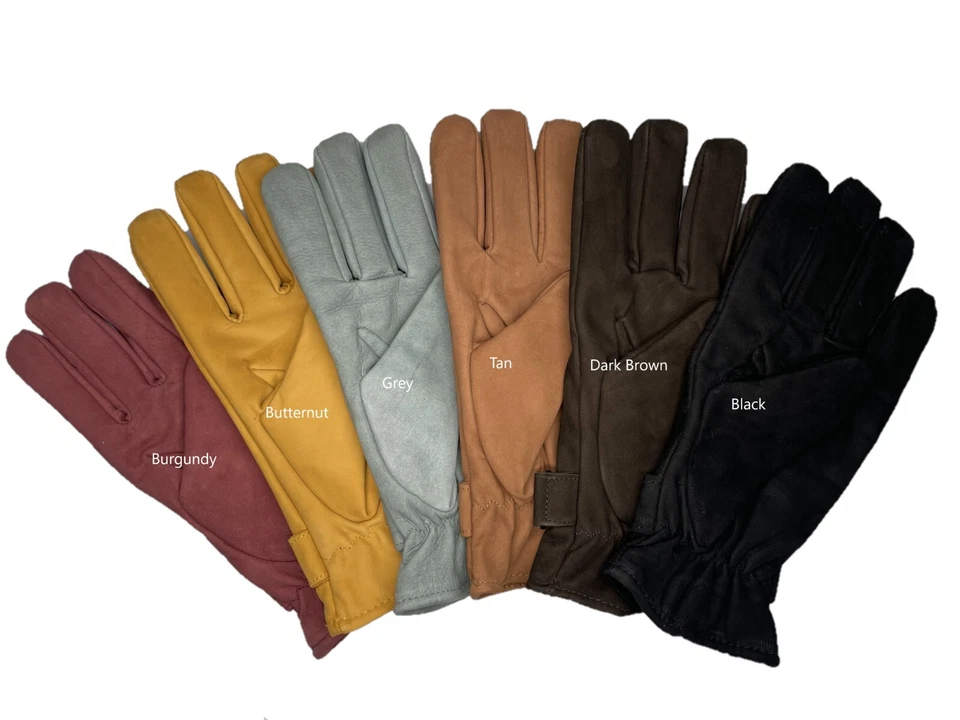 Guantes de invierno de cuero gamuza nobuc genuinos para hombre con forro polar S-3XL Foto 2 de 4