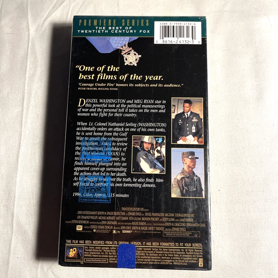 Courage Under Fire VHS Denzel Washington Meg Ryan War Military Sealed 1996 - Image 4 of 4