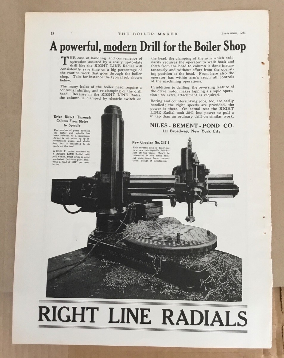 Niles Bement Pond radials 1923 original vintage print ad 1920s 