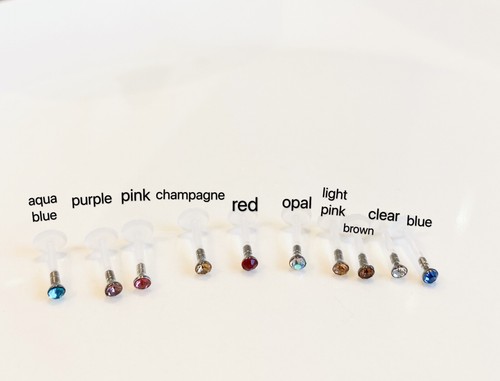 1-2pcs Bioplex Labret Lip Ear Piercing Rhinestone Soft Bioplast Body Jewellery - Picture 15 of 16