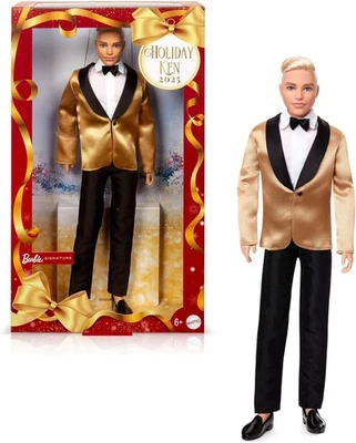 BARBIE Magie Fêtes 2025 KEN Blond NOËL Série SIGNATURE Mattel JGK55 - Photo 1/4