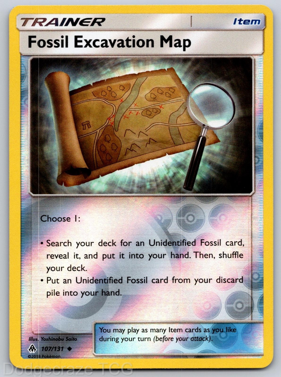 Fossil Excavation Map 107/131 Uncommon Forbidden Light Pokemon Reverse Holo NM