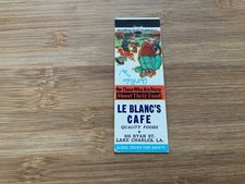 Vintage Matchbook Cover - Le Blanc’s Cafe Lake Charles, LA
