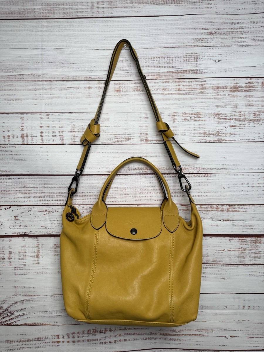 Longchamp Le Pliage Cuir Mustard Small Shoulder Bag (B-445) | eBay