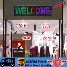 26"x8" LED Advertising Sign 7 Color Programmable Scrolling Message Display Board