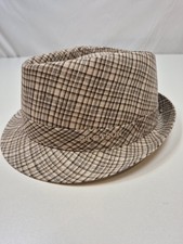 Stetson Fedora Hat Men's XL Beige Check Flax Linen Lined Summer Casual