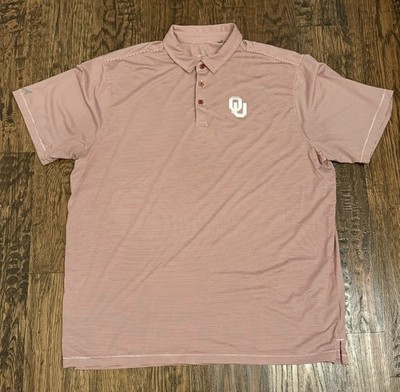 Antigua Oklahoma Sooners OU Embroidered Golf Wicking Polo Crimson/White Mens XL