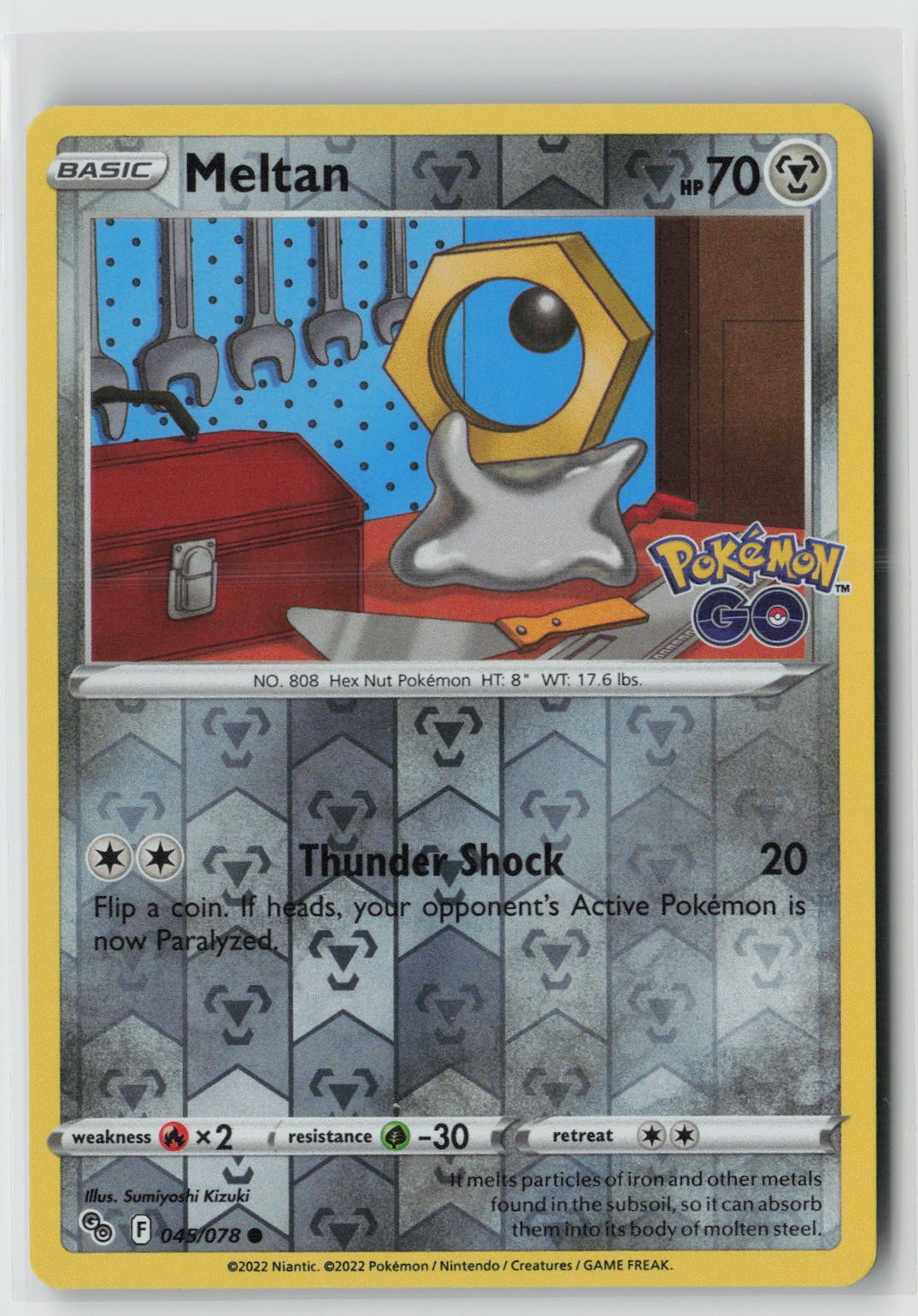 Meltan Reverse Holo Common Pokemon GO 045/078 NM