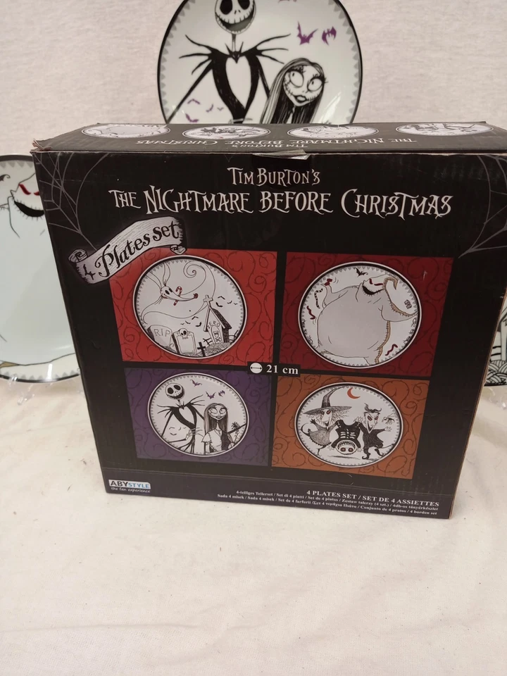 Nightmare Before Christmas ABYstyle 4 Porcelain Plates Set - Very Rare! - New! - Image 3 of 4