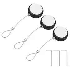 3Pcs 3.3ft Retractable Remote Control Tether Remote Cable Lock Black(Rope Lock)