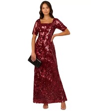 Adrianna Papell Women's Square-Neck Sequin Gown - Garnet - 10