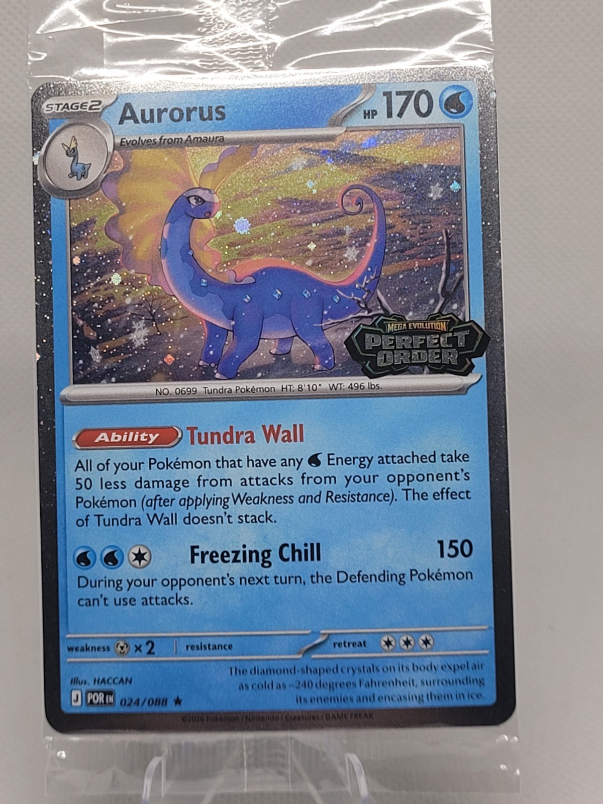 Aurorus 024/088 - Cosmo Holo - Pokémon Perfect Order Stamped Promo SEALED